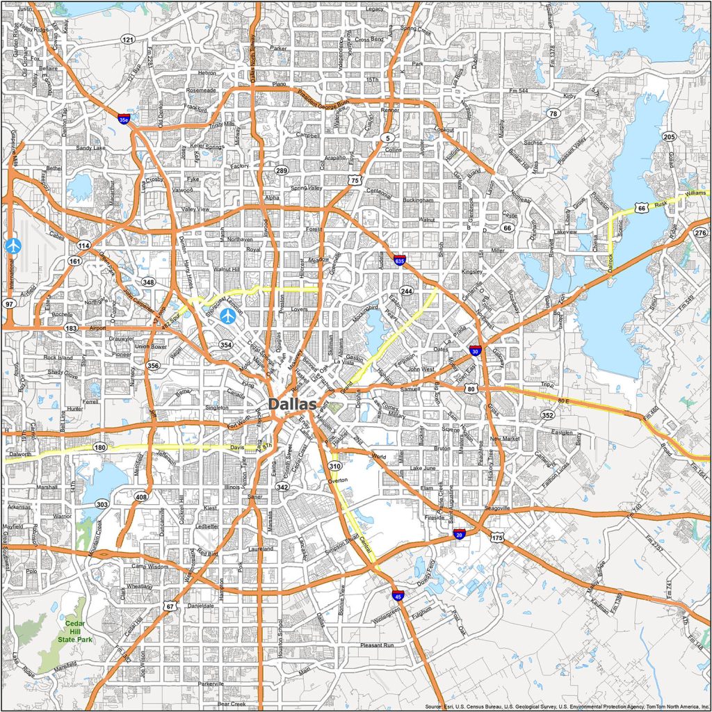 Map highlighting CNA training locations in Dallas.