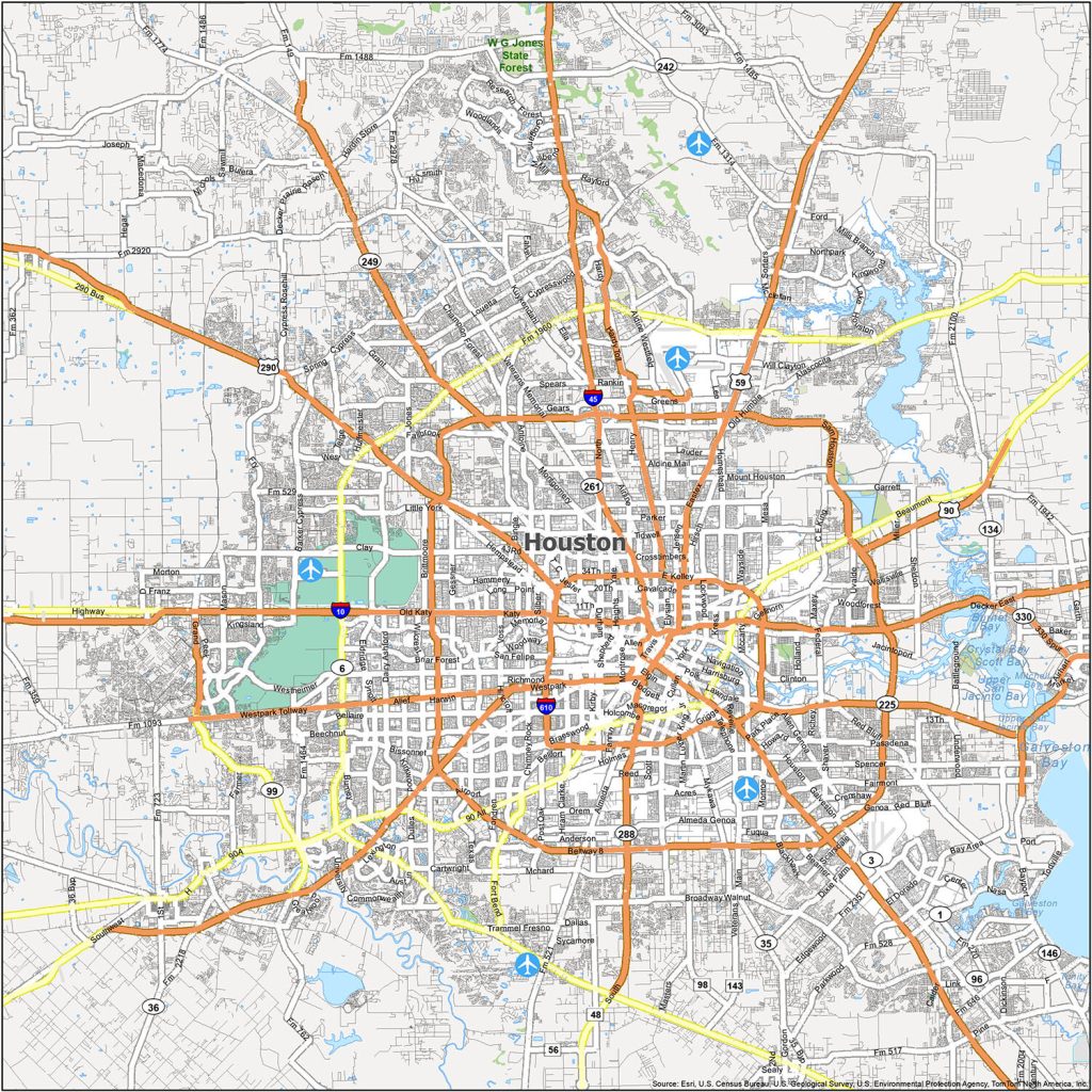 Map highlighting top CNA training institutions across Houston, showcasing the city's expansive healthcare education network.