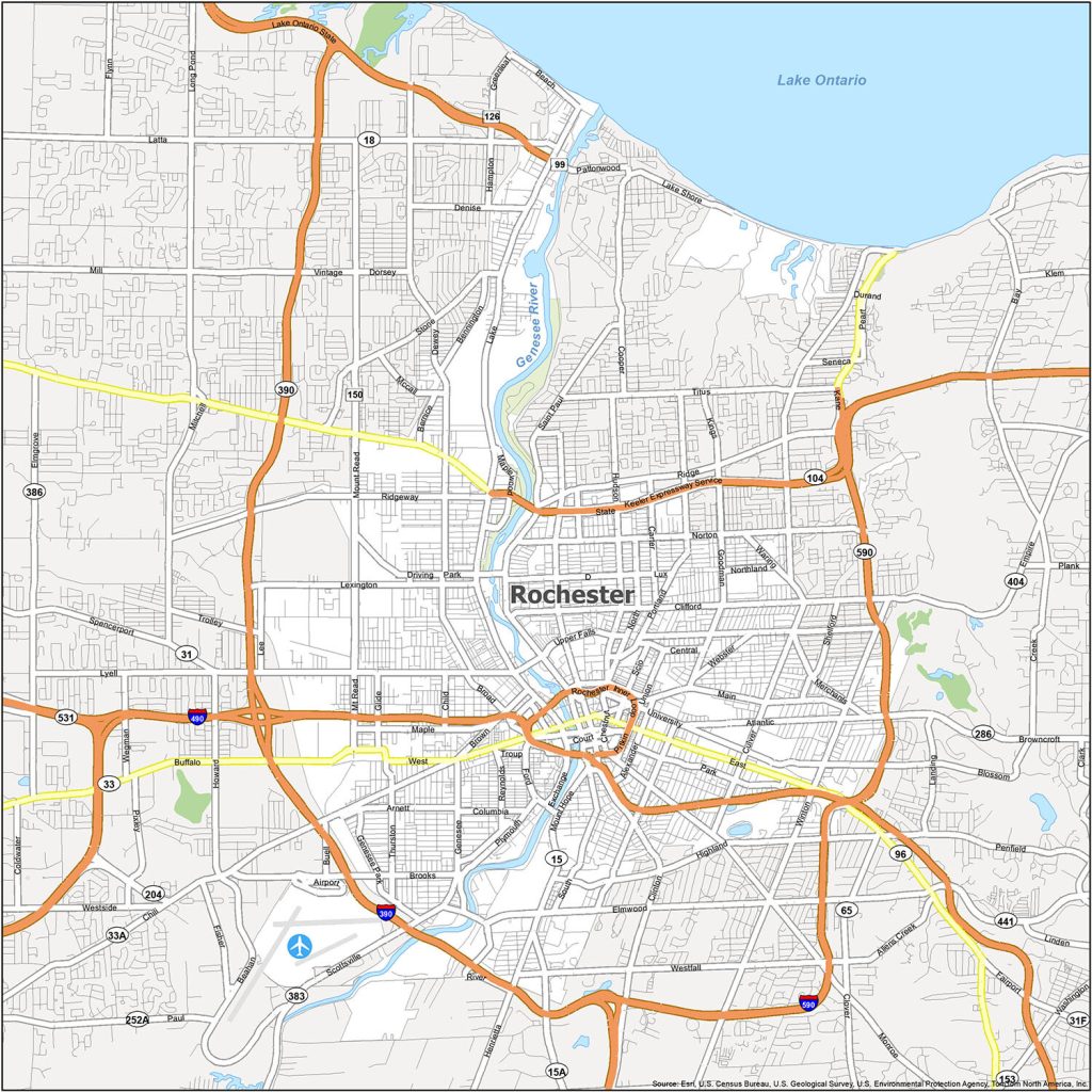 Map highlighting Rochester's location in the state, showcasing it as a prime destination for CNA training.