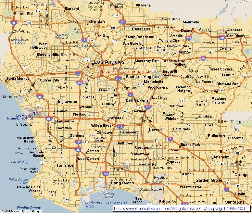 Map highlighting Los Angeles, showcasing popular locations for CNA Classes in LA.
